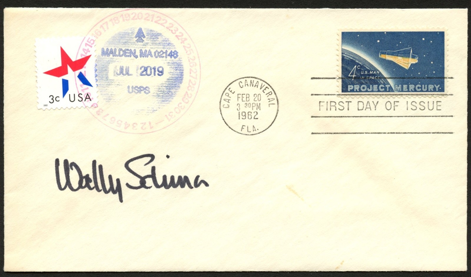 Wally Schirra d2007 signed autograph FDC NASA Astronaut PSA Stickered
