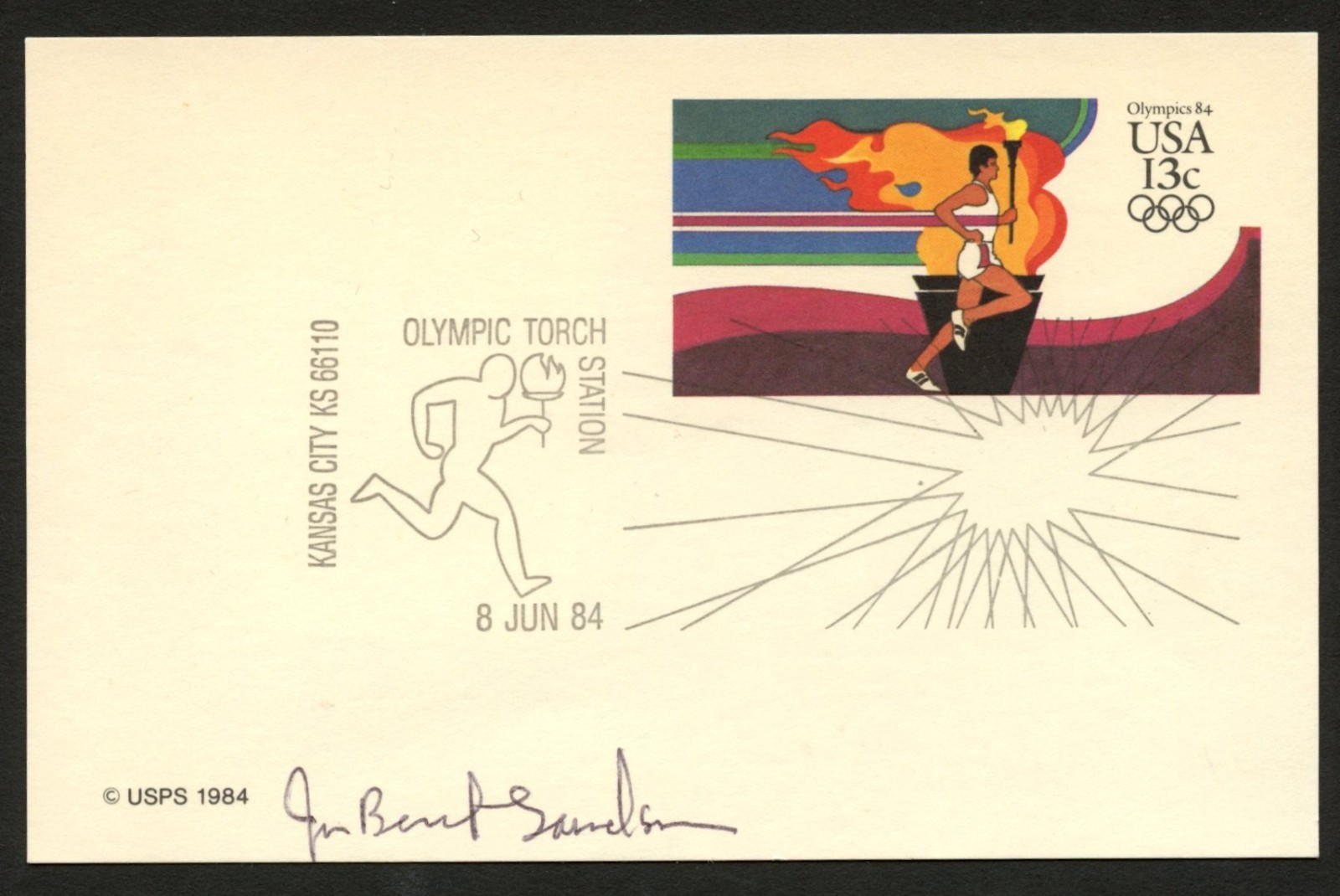 Joan Benoit Samuelson signed autograph Postal Card Marathon Runner Olympics