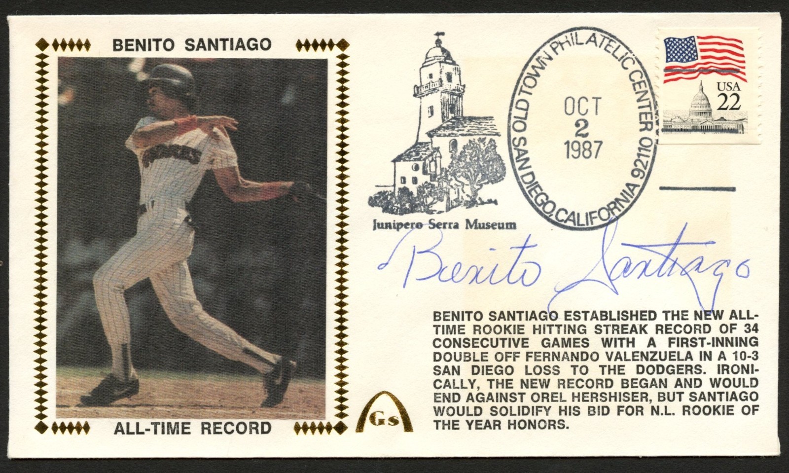 Benito Santiago signed autograph auto FDC cover Baseball Player