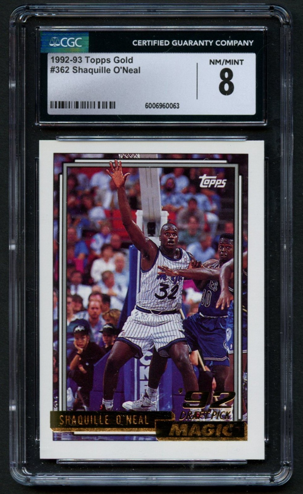 Shaquille O'Neal #362 Topps GOLD 1992-93 ROOKIE Basketball Card  CGC 8
