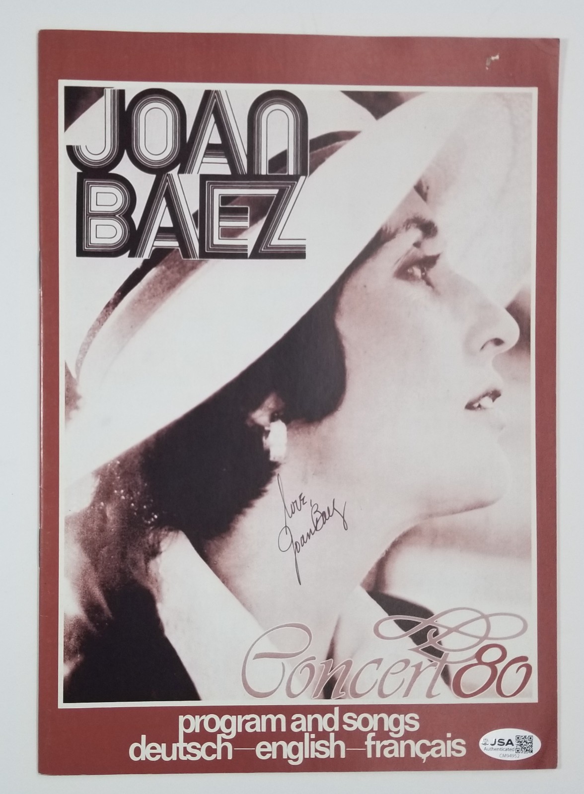 Joan Baez REAL hand SIGNED 1980 Concert Souvenir Program JSA COA Autographed