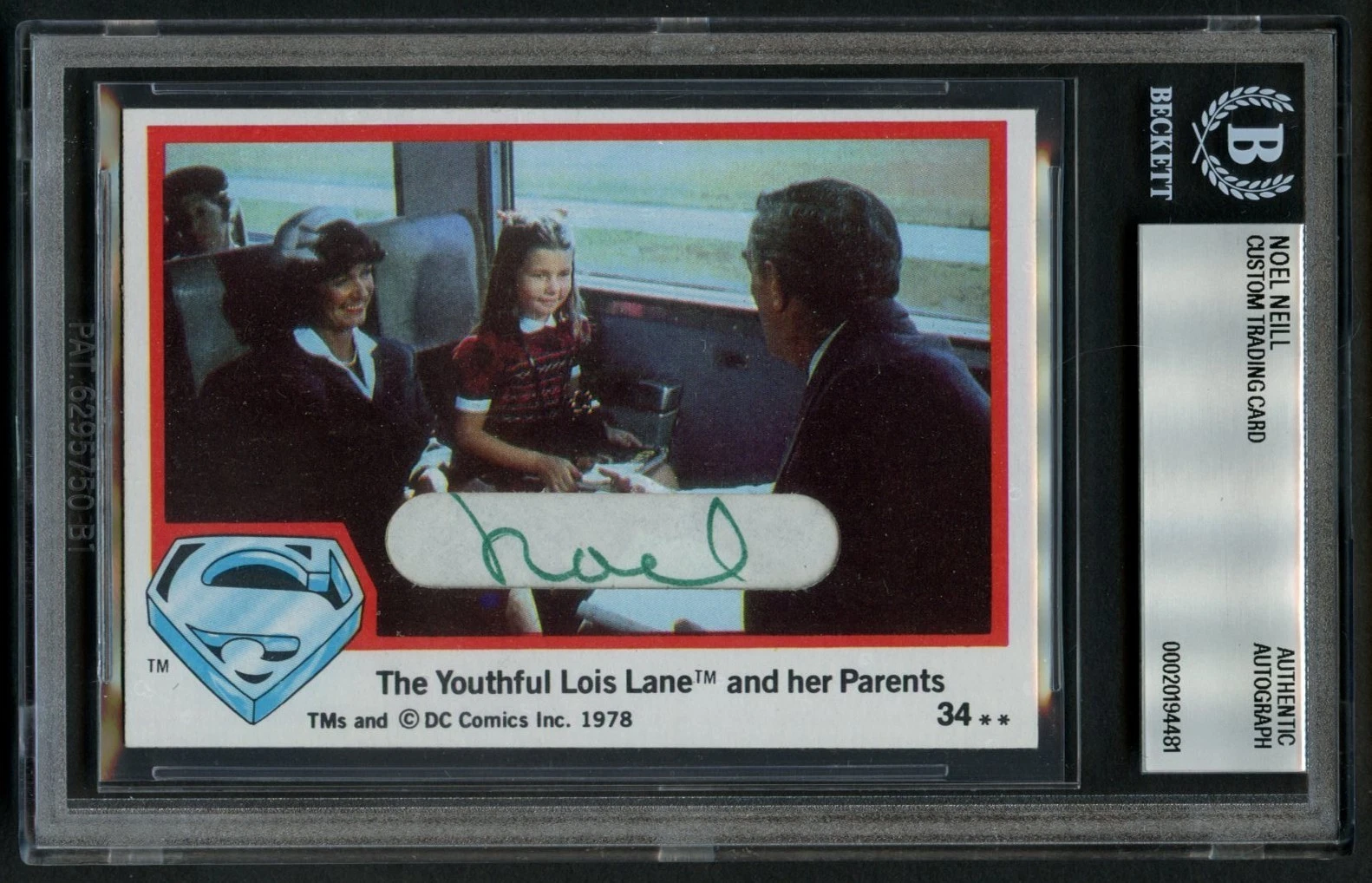 Noel Neill signed autograph Custom Cut Card Young Lois Lane Superman BAS Slabbed