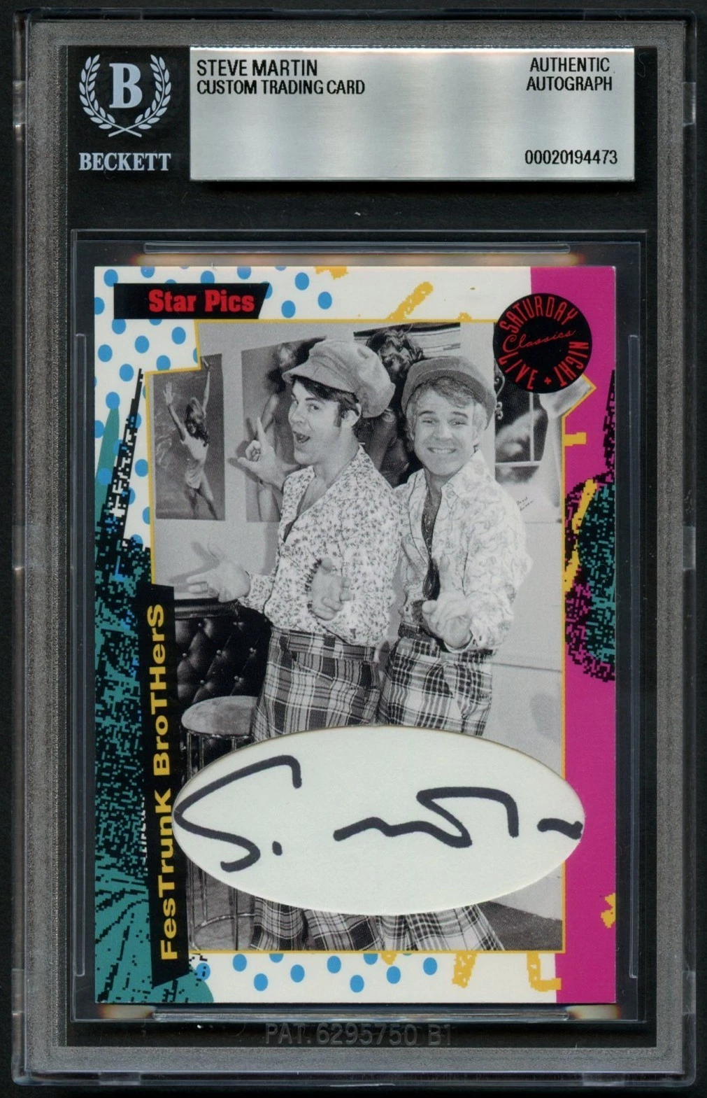 Steve Martin signed autograph Two Wild & Crazy Guys Custom Cut Card BAS Slabbed