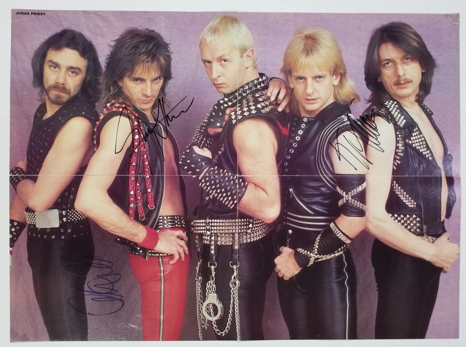 Ian Hill, Glenn Tipton, K. K. Downing Judas Priest SIGNED Mag Foldout Poster COA