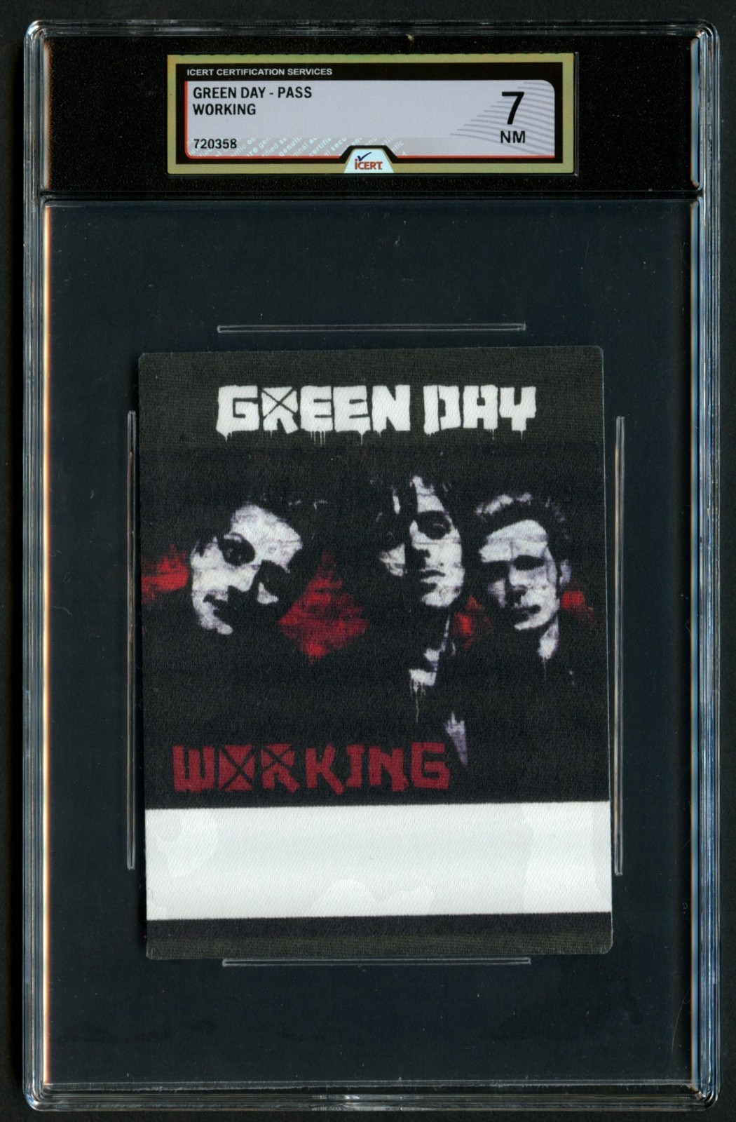 Green Day Tour Working Backstage Pass Grade 7 iCERT Slabbed