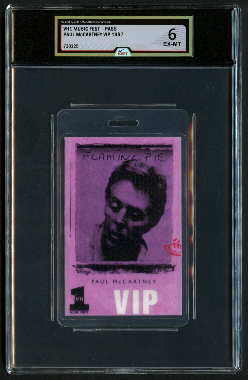 VH1 Music Fest Paul McCartney 1997 VIP Tour Pass Laminate Grade 6 iCERT Slabbed