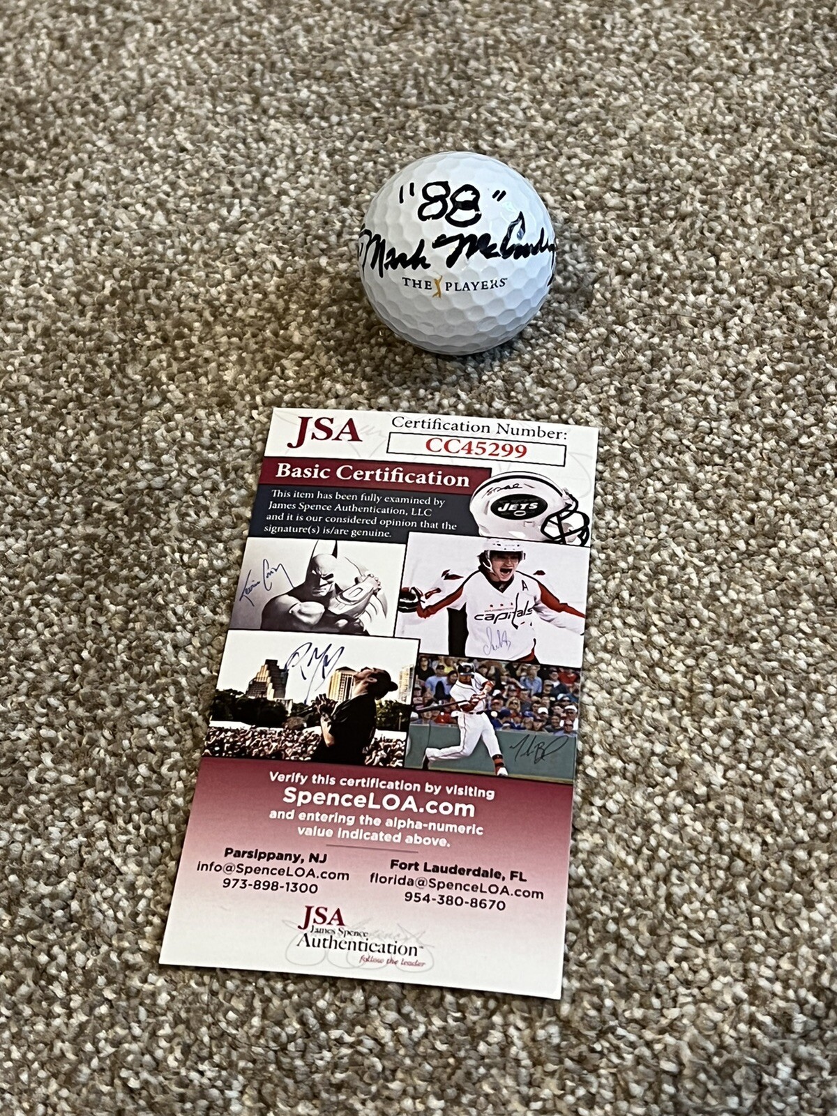 MARK McCUMBER SIGNED THE PLAYERS CHAMPIONSHIP AUTO GOLF BALL JSA COA