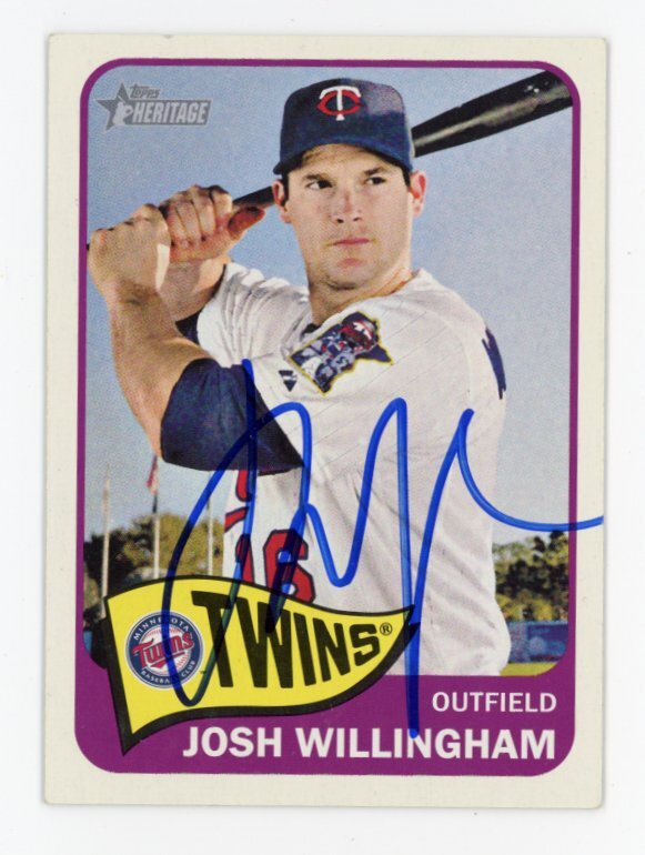 SIGNED TOPPS HERITAGE BASEBALL CARD AUTO 2014 JOSH WILLINGHAM #340 MN TWINS