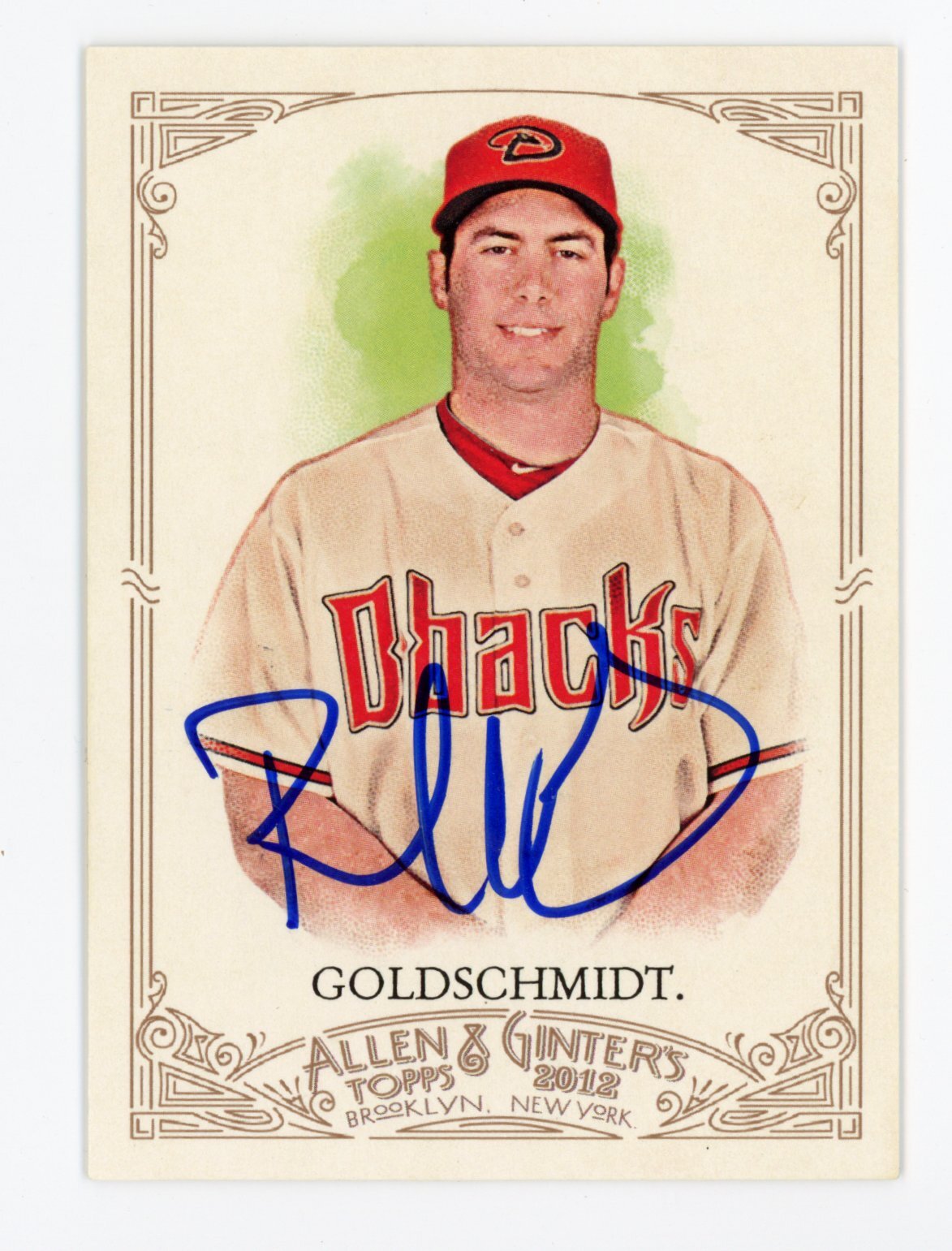 SIGNED BASEBALL CARD AUTO TOPPS A&G ALLEN GINTER 2012 PAUL GOLDSCHMIDT #24 DBACK