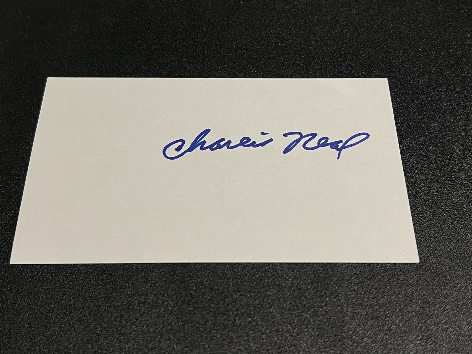 SIGNED BASEBALL INDEX CARD AUTO Negro League Charlie Neal