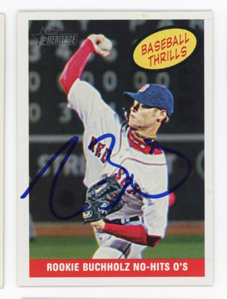 SIGNED BASEBALL CARD AUTO TOPPS HERITAGE 2008 CLAY BUCHHOLZ BOSTON RED SOX #369