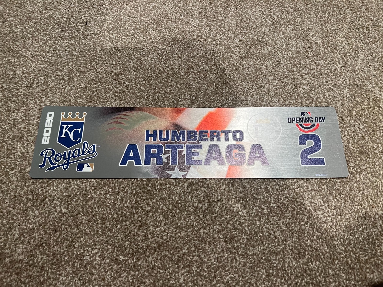 KANSAS CITY ROYALS GAME USED ? TEAM ISSUED BASEBALL NAMEPLATE HUMBERTO ARTEAGA