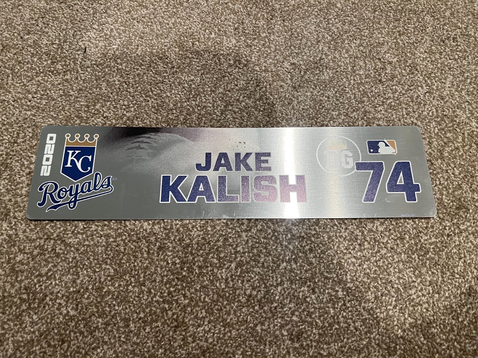 KANSAS CITY ROYALS GAME USED ? TEAM ISSUED BASEBALL NAMEPLATE JAKE KALISH #74
