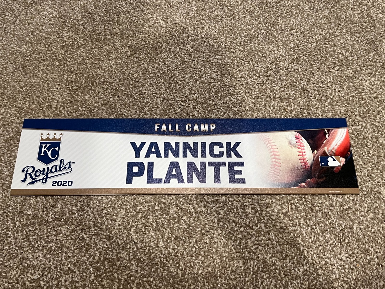 KANSAS CITY ROYALS GAME USED ? TEAM ISSUED BASEBALL NAMEPLATE FC YANNICK PLANTE