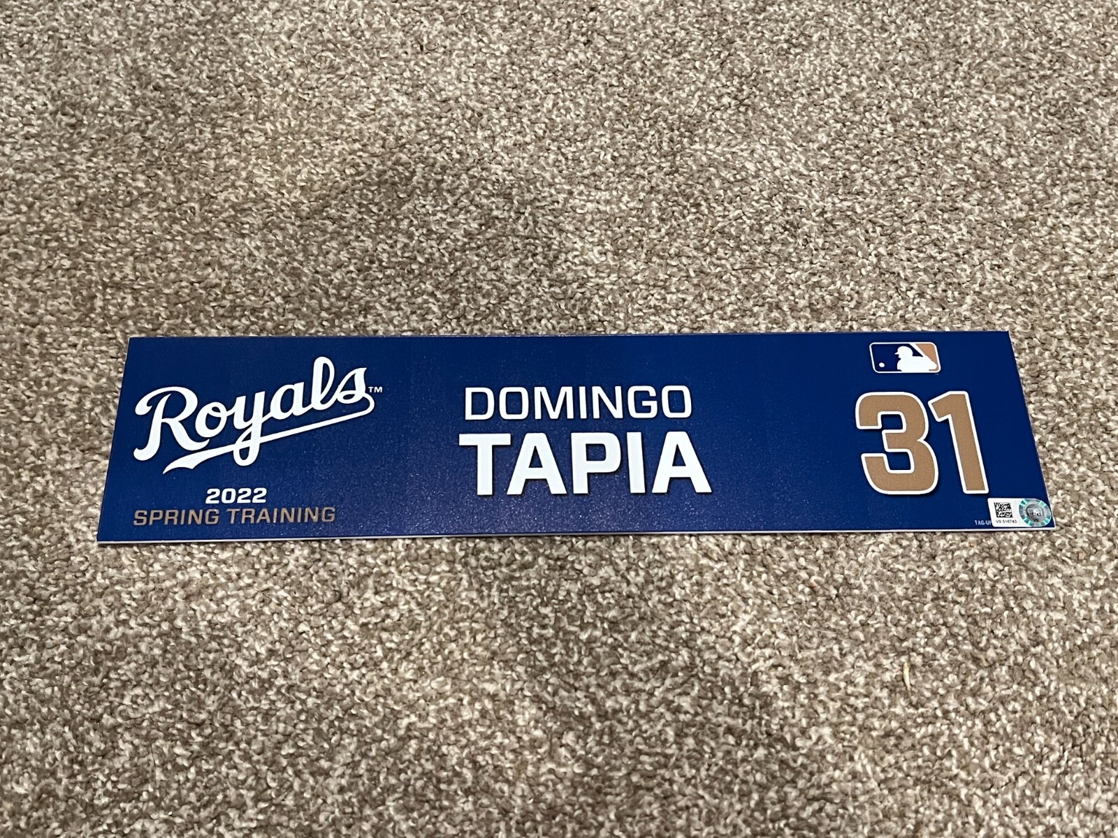 KANSAS CITY ROYALS GAME USED ? TEAM ISSUED BASEBALL NAMEPLATE ST DOMINGO TAPIA
