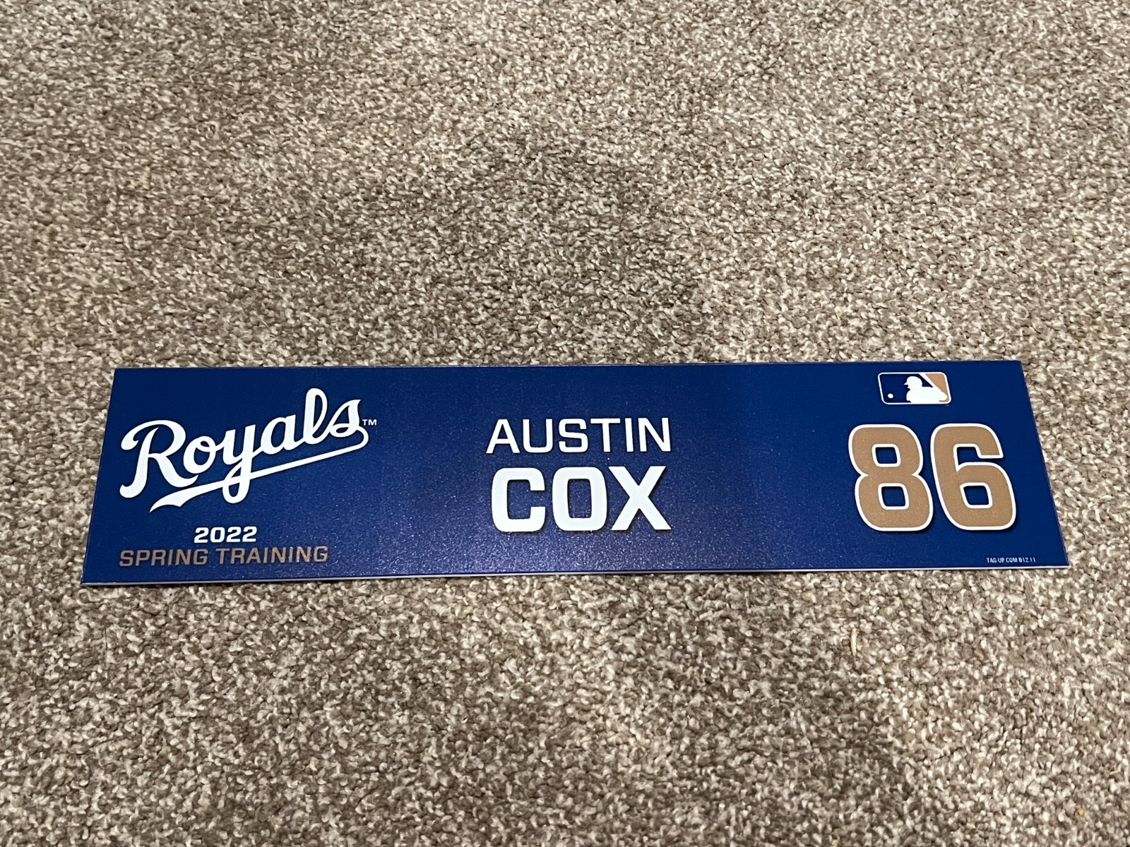KANSAS CITY ROYALS GAME USED ? TEAM ISSUED BASEBALL NAMEPLATE ST AUSTIN COX