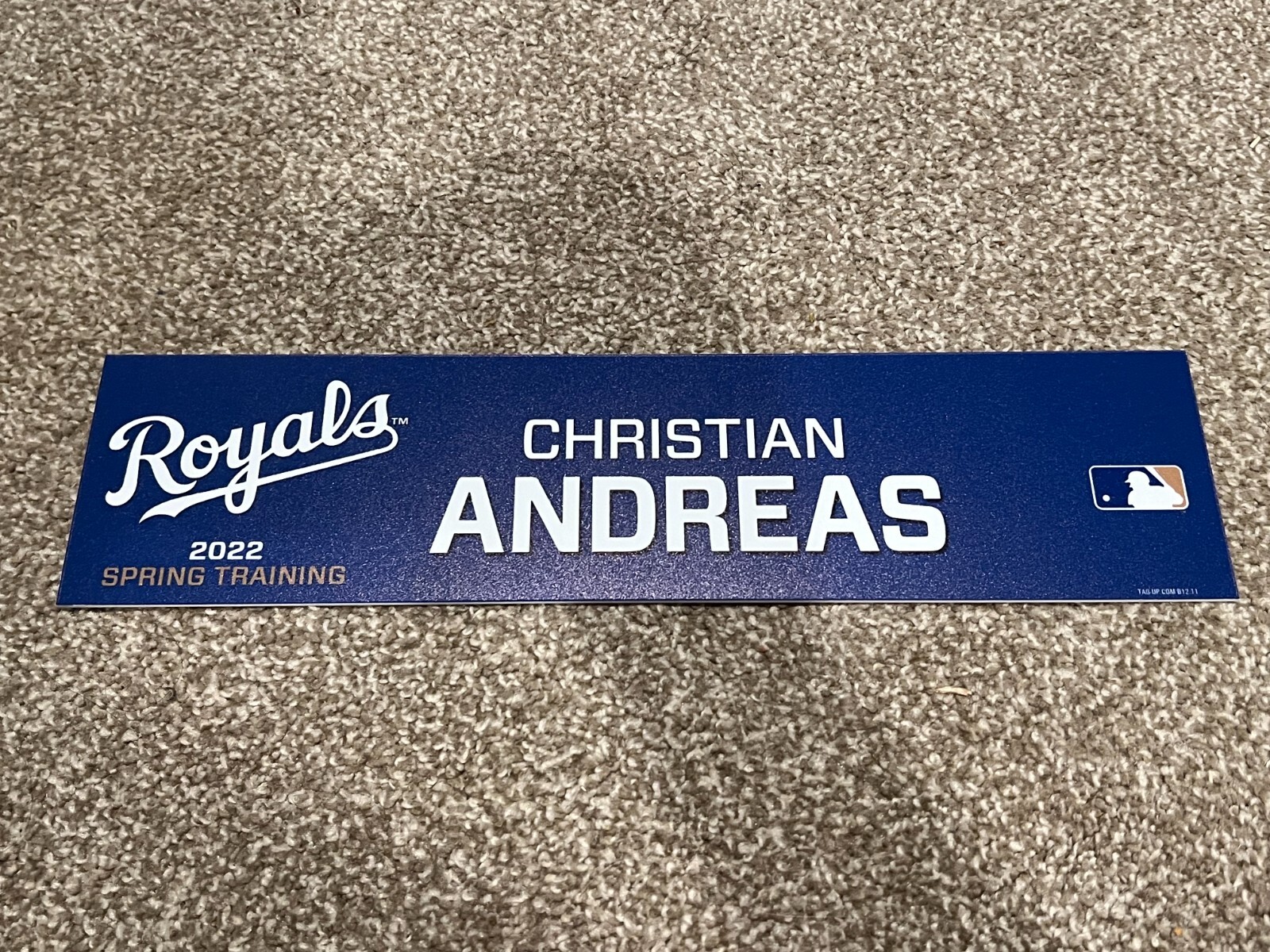 KANSAS CITY ROYALS GAME USED ? TEAM ISSUED BASEBALL NAMEPLATE CHRISTIAN ANDREAS