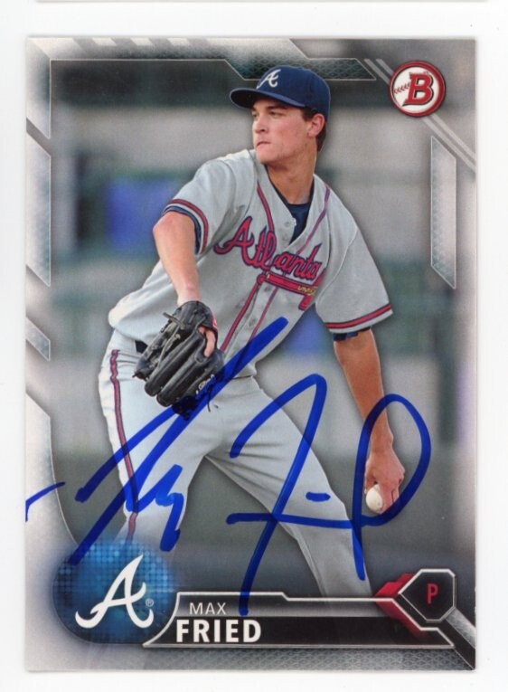 SIGNED BASEBALL CARD AUTO ATLANTA BRAVES MAX FRIED BOWMAN 2016 #113