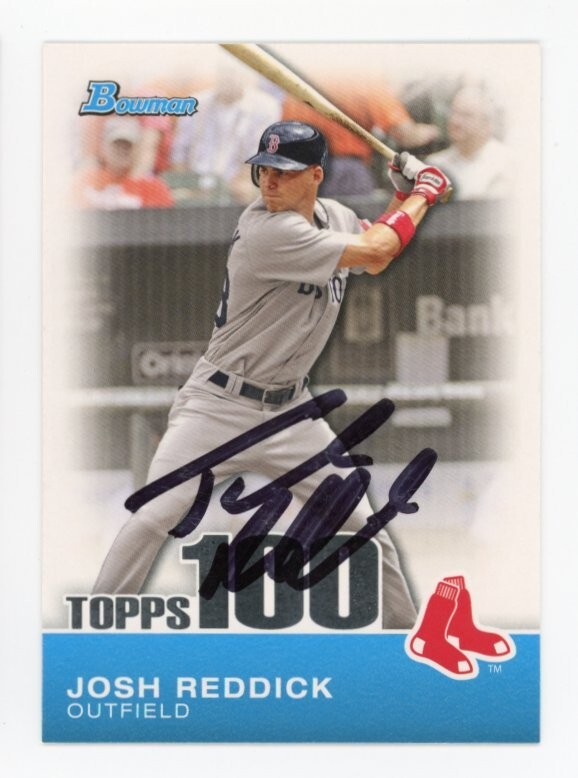 SIGNED BASEBALL CARD AUTO BOSTON RED SOX JOSH REDDICK TOPPS 100 BOWMAN 2010 TP98