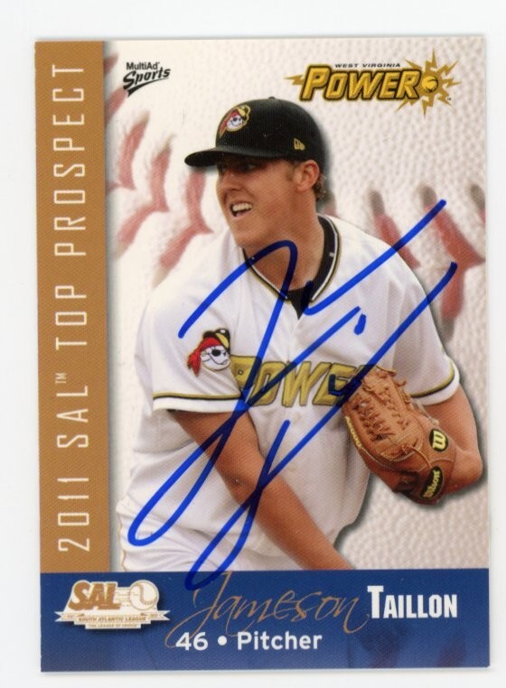 SIGNED BASEBALL CARD AUTO PITTSBURGH PIRATES JAMESON TAILLON 2011 SAL MILB #26