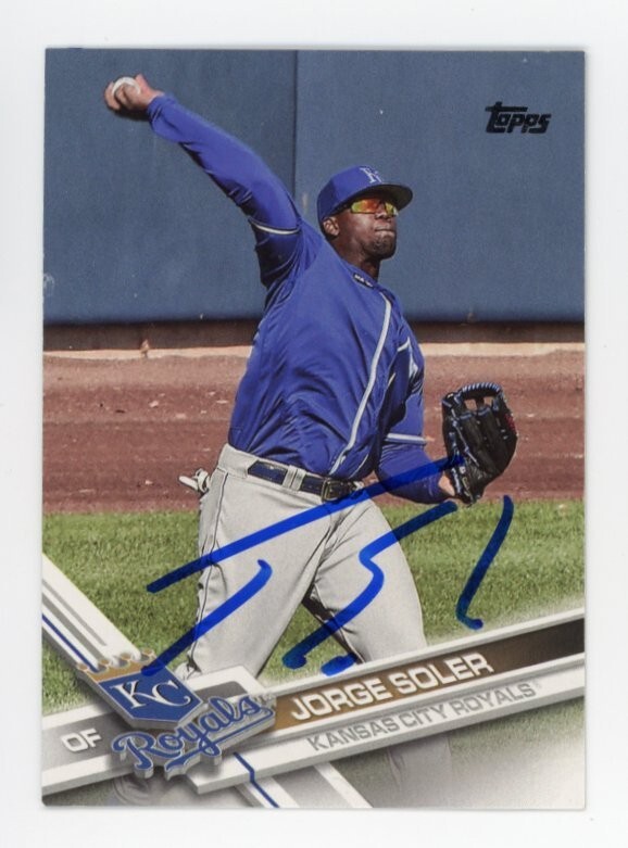 SIGNED BASEBALL CARD AUTO TOPPS KANSAS CITY ROYALS JORGE SOLER 2017 #US88