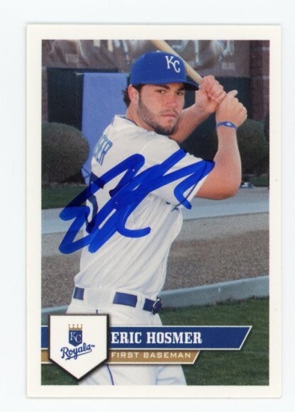 SIGNED BASEBALL CARD AUTO KANSAS CITY ROYALS ERIC HOSMER 2011 TOPPS MINI STICKER
