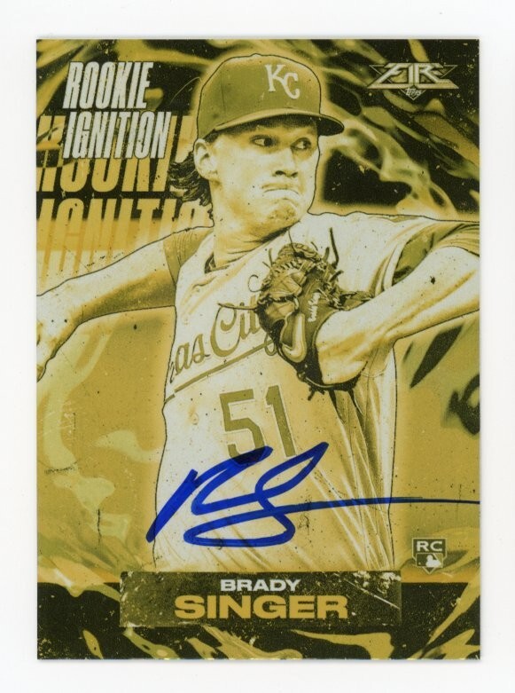 SIGNED BASEBALL CARD AUTO KANSAS CITY ROYALS 2021 TOPPS BRADY SINGER RC #RI-16