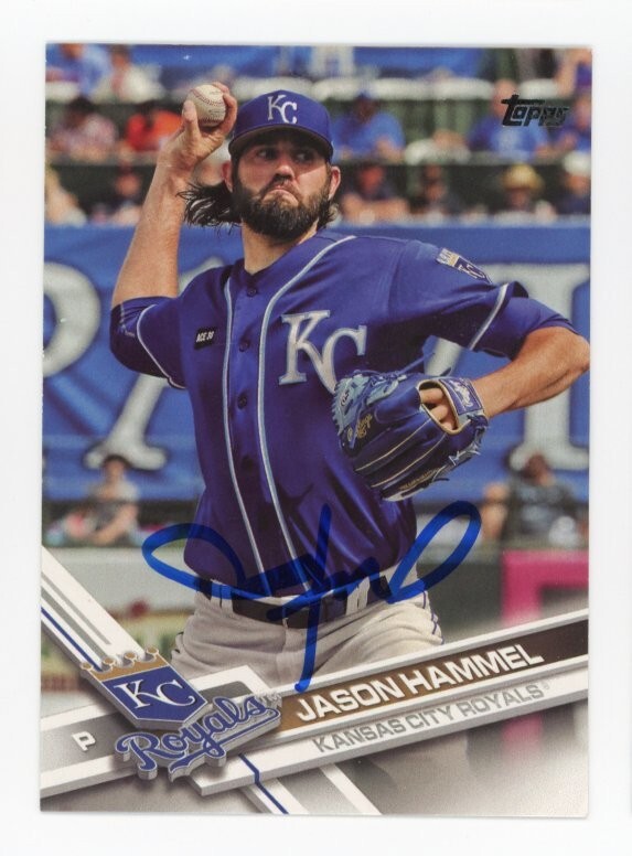 SIGNED BASEBALL CARD AUTO KANSAS CITY ROYALS TOPPS 2017 JASON HAMMEL #US172