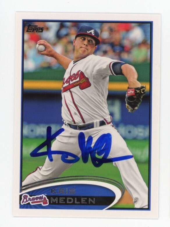 SIGNED BASEBALL CARD AUTO TOPPS 2012 KRIS MEDLEN ATLANTA BRAVES #US2