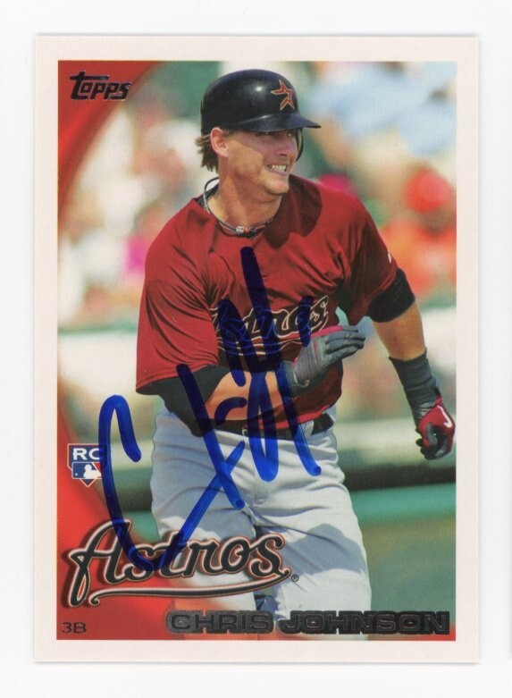 SIGNED BASEBALL CARD AUTO HOUSTON ASTROS TOPPS 2010 CHRIS JOHNSON #384