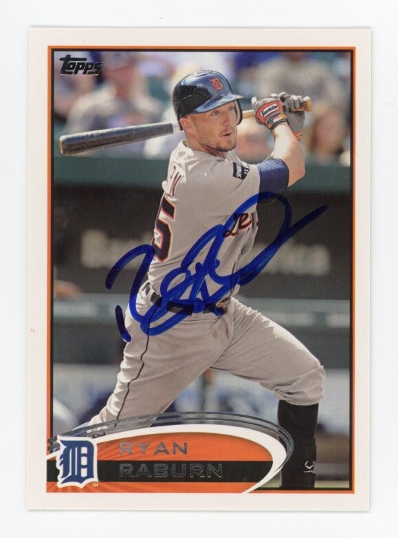 SIGNED BASEBALL CARD AUTO DETROIT TIGERS TOPPS 2012 RYAN RABURN #282