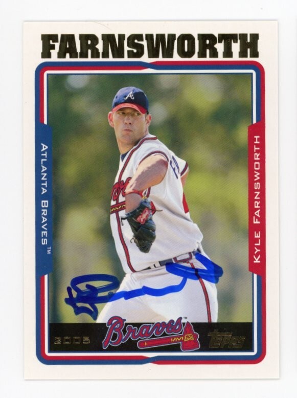 SIGNED BASEBALL CARD AUTO ATLANTA BRAVES TOPPS 2005 KYLE FARNSWORTH #UH62