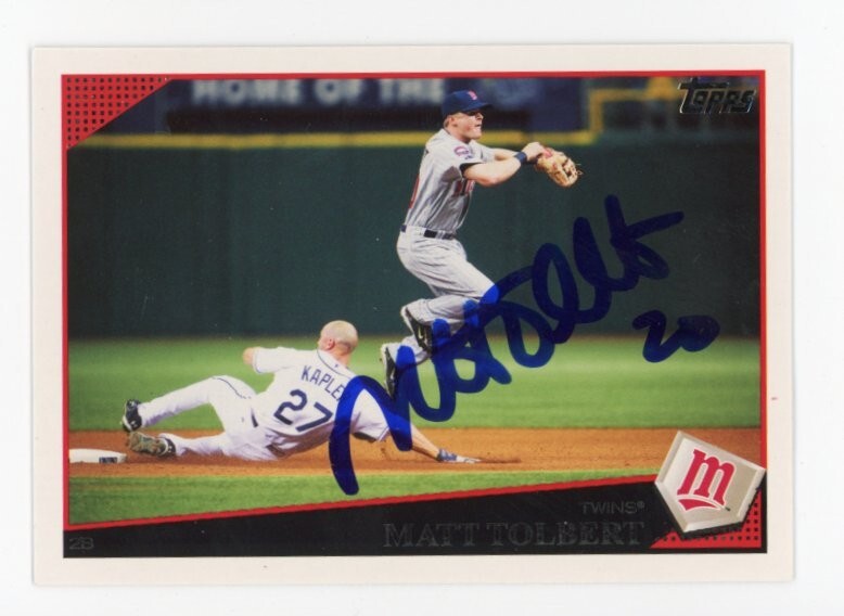 SIGNED BASEBALL CARD AUTO MINNESOTA TWINS TOPPS 2009 MATT TOLBERT #UH126