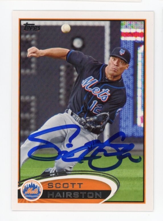 SIGNED BASEBALL CARD AUTO NEW YORK NY METS TOPPS 2012 SCOTT HAIRSTON #621