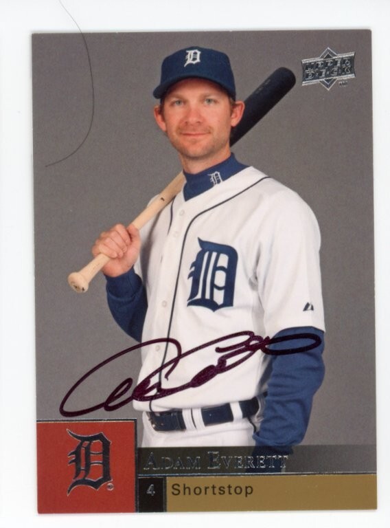 SIGNED BASEBALL CARD AUTO UPPER DECK UD TIGERS 2009 ADAM EVERETT #639