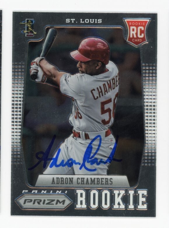 SIGNED BASEBALL CARD AUTO PANINI PRIZM 2012 ADRON CHAMBERS ST LOUIS RC #175