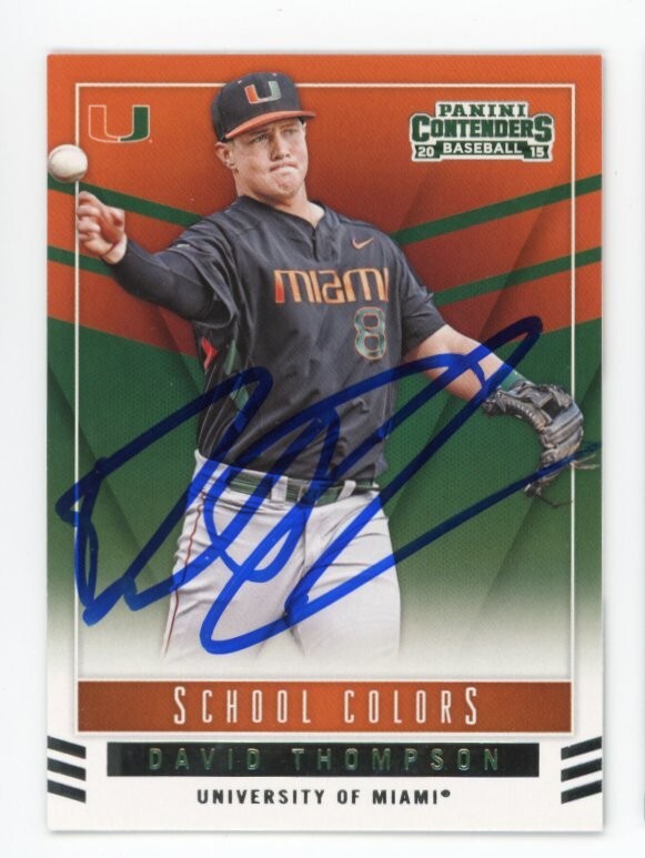 SIGNED BASEBALL CARD AUTO 2014 PANINI CONTENDERS DAVID THOMPSON MIAMI HURRICANES