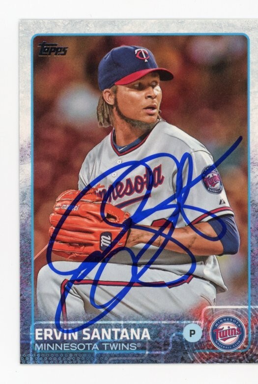 SIGNED BASEBALL CARD AUTO TOPPS 2015 ERVIN SANTANA MINNESOTA TWINS #415