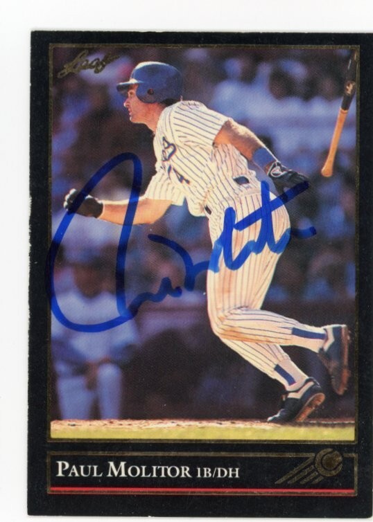 SIGNED BASEBALL CARD AUTO 1992 LEAF PAUL MOLITOR #238 MILWAUKEE BREWERS HOF