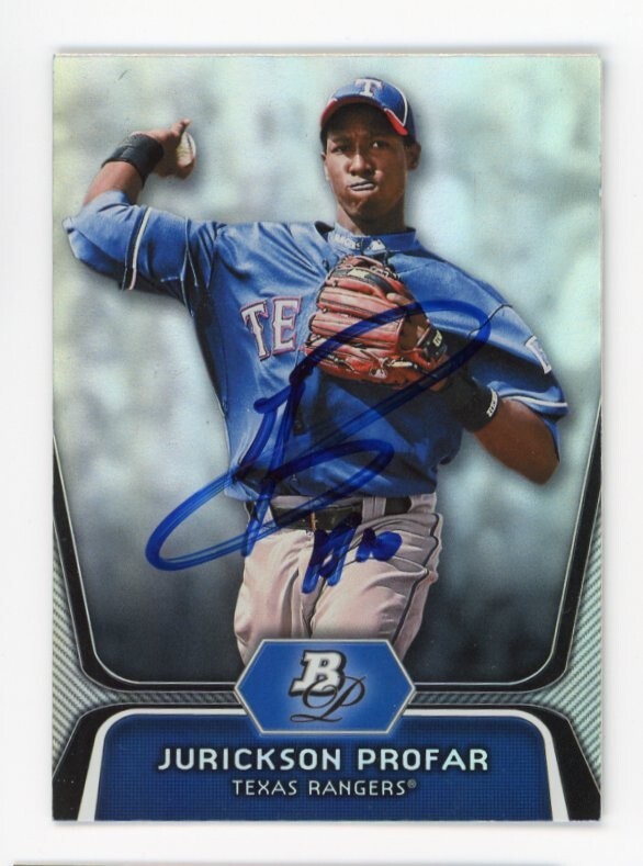 SIGNED BASEBALL CARD AUTO 2012 BOWMAN PLATINUM JURICKSON PROFAR RANGERS #35