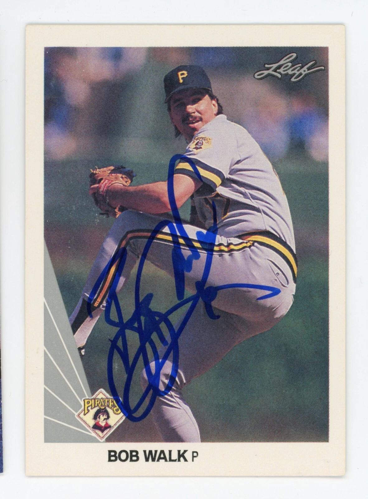 SIGNED BASEBALL CARD AUTO 1990 LEAF BOB WALK PITTSBURGH PIRATES #64