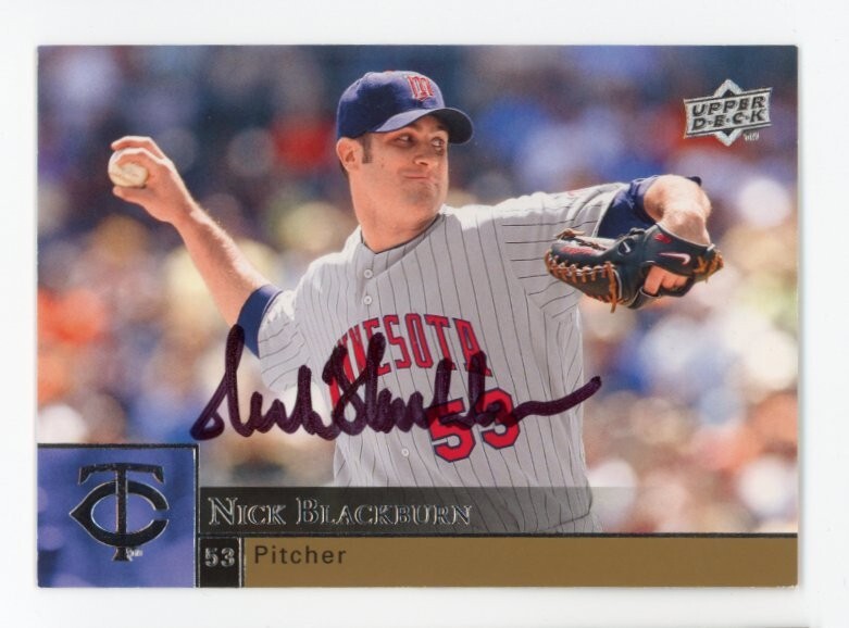 SIGNED BASEBALL CARD AUTO UPPER DECK UD 2009 NICK BLACKBURN MINNESOTA TWINS #741