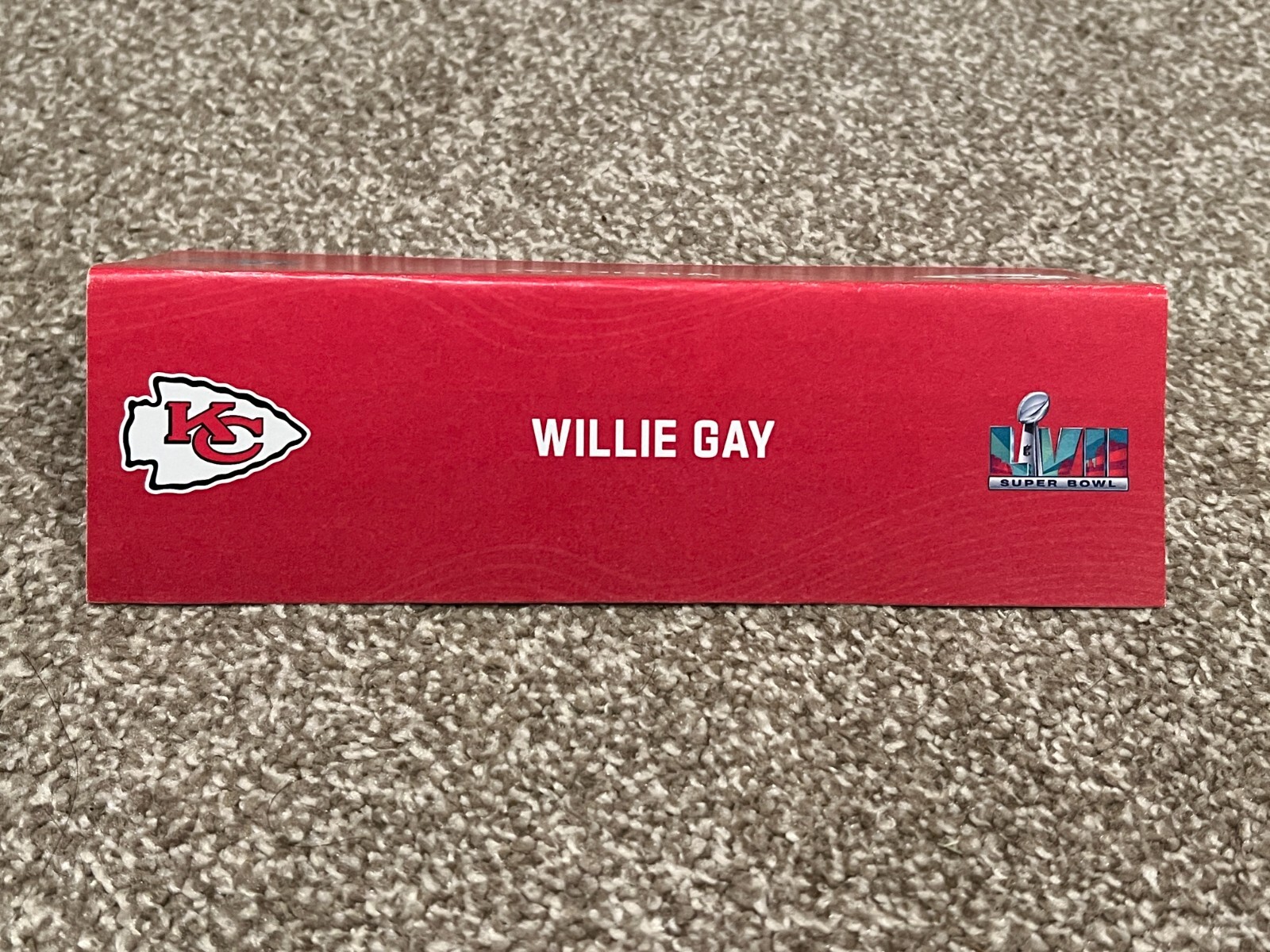KANSAS CITY CHIEFS TEAM ISSUED SUPER BOWL LVII PAPER NAMEPLATE WILLIE GAY