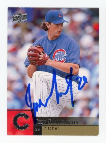SIGNED BASEBALL CARD AUTO UPPER DECK UD 2009 JEFF SAMARDZIJA CHICAGO CUBS #60