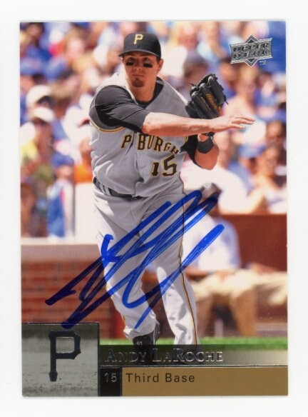 SIGNED BASEBALL CARD AUTO UPPER DECK UD 2009 ANDY LAROCHE PITTSBURGH PIRATES 816