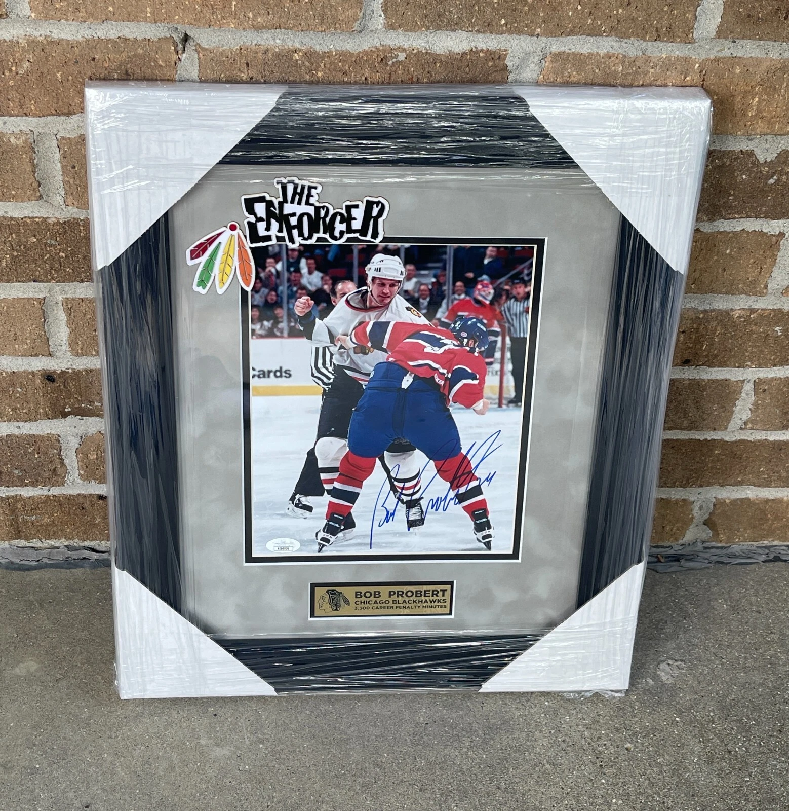Bob Probert Signed Chicago Blackhawks Fight 8x10 Photo JSA COA