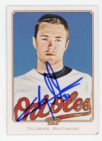 SIGNED BASEBALL CARD AUTO TOPPS 2010 206 CHRIS TILLMAN #156 BALTIMORE ORIOLES