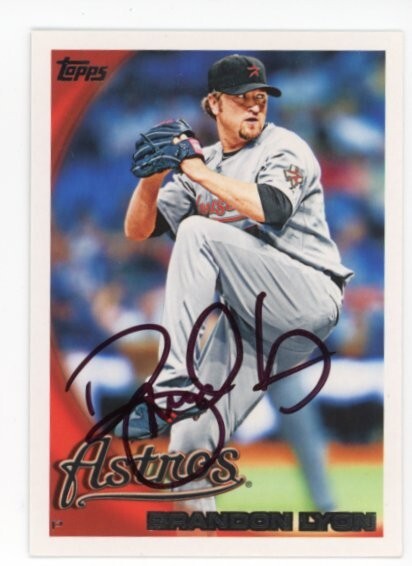 SIGNED BASEBALL CARD AUTO TOPPS 2010 BRANDON LYON HOUSTON ASTROS #571