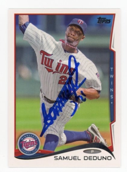 SIGNED BASEBALL CARD AUTO TOPPS 2014 SAMUEL DEDUNO MINNESOTA TWINS #463