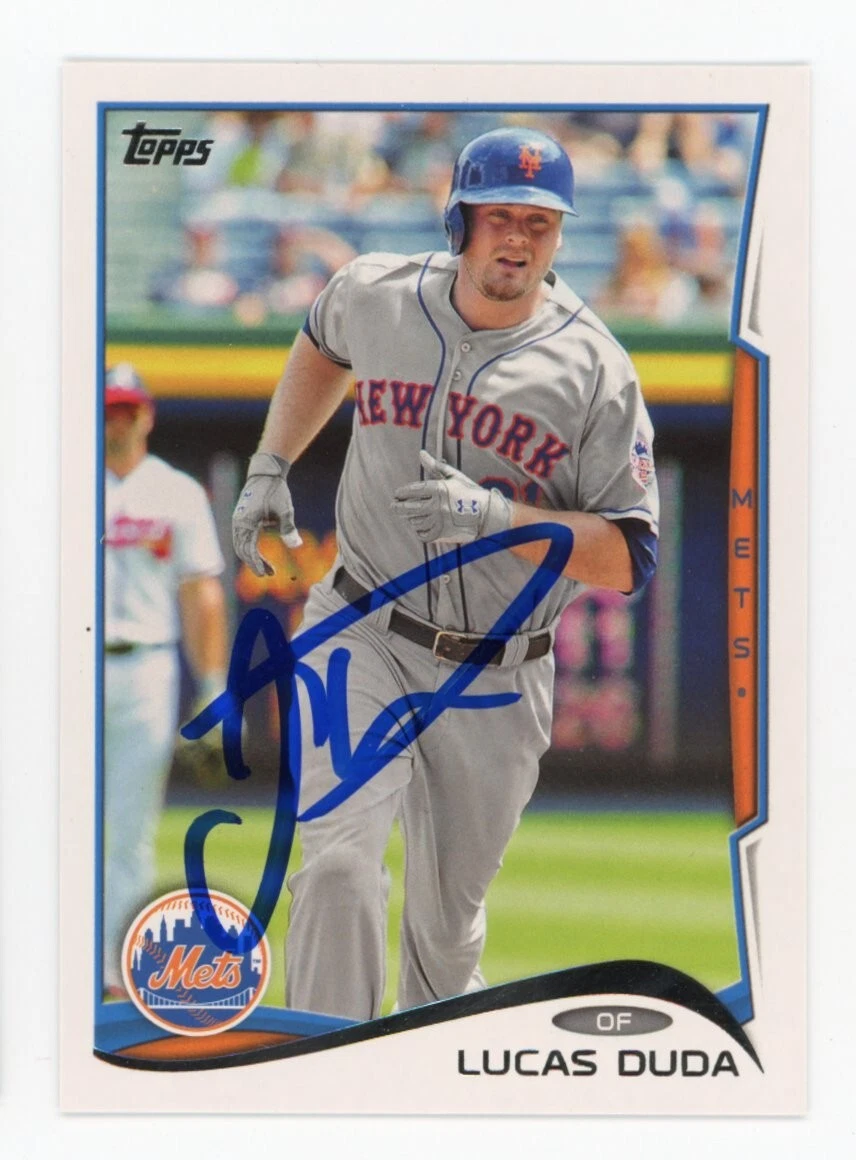 SIGNED BASEBALL CARD AUTO TOPPS 2014 LUCAS DUDA NEW YORK METS #420